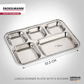 Food Grade Stainless Steel Lunch / Dinner Divider Plate | Glossy Finish
