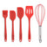 Silicone Kitchen Tools Set, 5 Pcs | Heat Resistant & Non-Stick Safe | Red