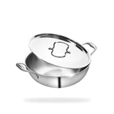 Fackelmann Triply Stainless Steel Kadhai with SS Lid | Induction & Gas Compatible | Premium Triply Cookware