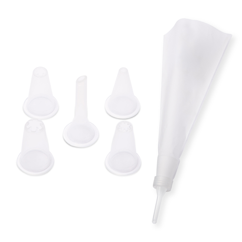 Piping Bag with 5 Nozzles 30 CM White