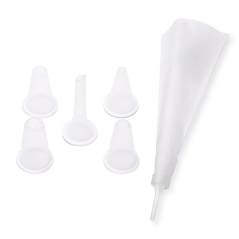Piping Bag with 5 Nozzles 30 CM White