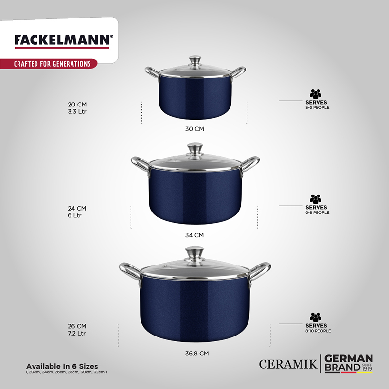 Ceramik Casserole w Glass Lid 20 CM|3.3 L