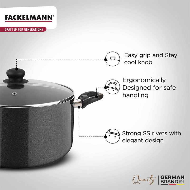 Quartz Casserole w Glass Lid 20 CM|3.3 L