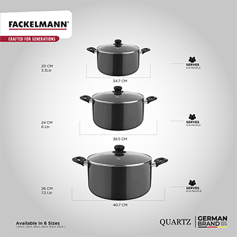 Quartz Casserole w Glass Lid 20 CM|3.3 L