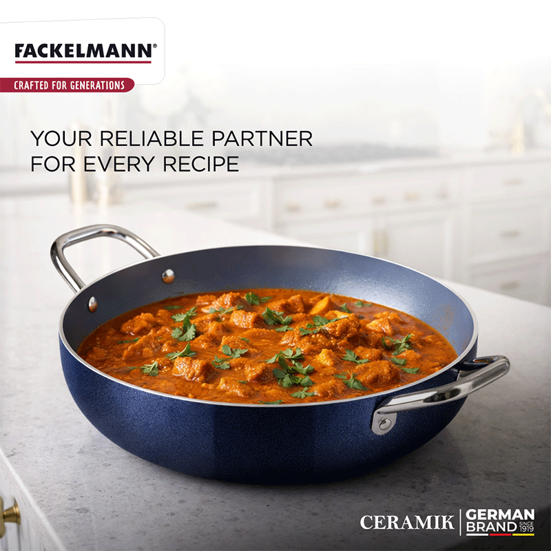 Ceramik Kadhai w Glass Lid 22 CM|1.5 L