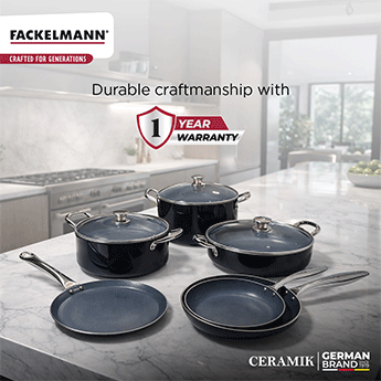 Ceramik Kadhai w Glass Lid 22 CM|1.5 L