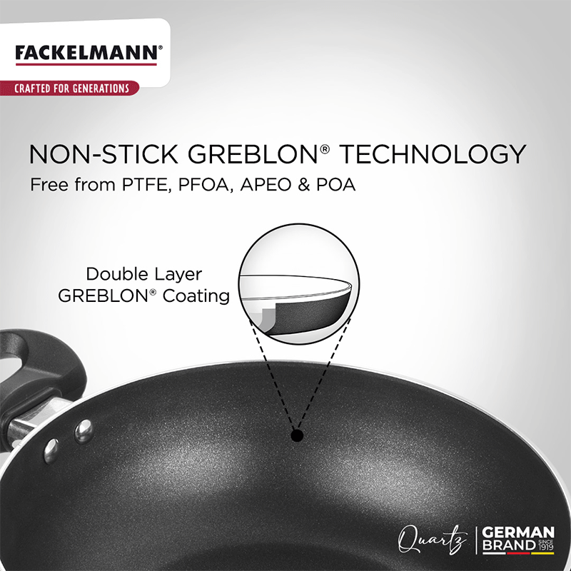 Quartz Kadhai w Glass Lid 24 CM|2.4 L