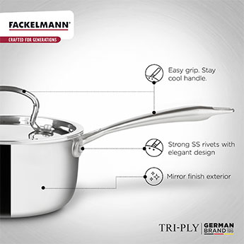 Triply Saucepan w SS Lid 14 CM|1.1 L
