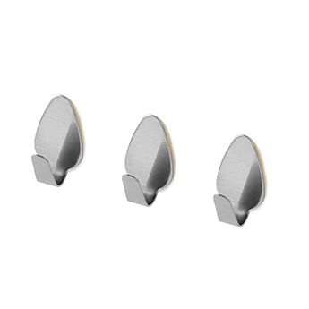 3 Adhesive Oval Shaped Hooks 2 CM