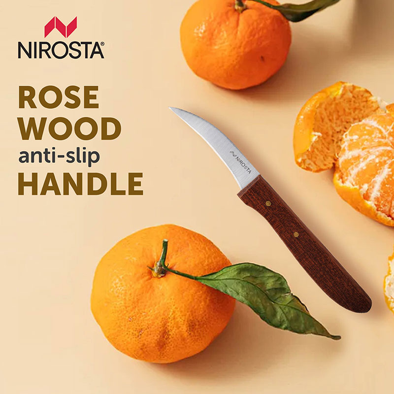 Peeling Knife Rosewood Handle Plain Blade 16 CM Brown