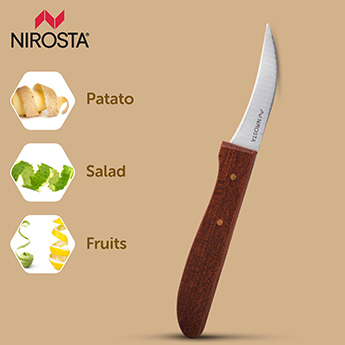 Peeling Knife Rosewood Handle Plain Blade 16 CM Brown