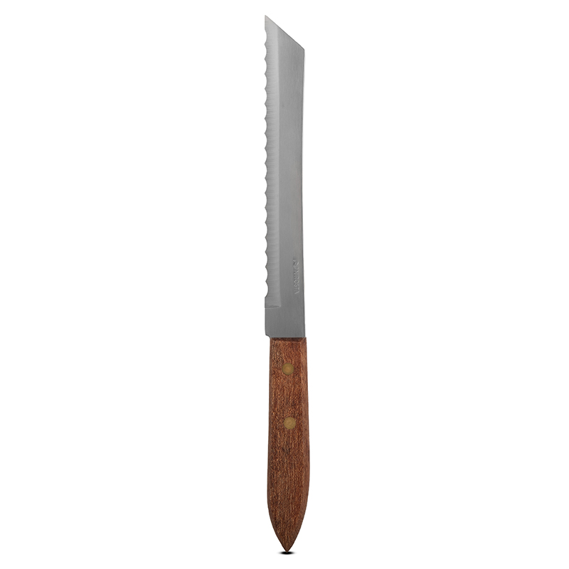 Bread Knife Rosewood Handle Long Serrated Blade 29.5 CM Brown