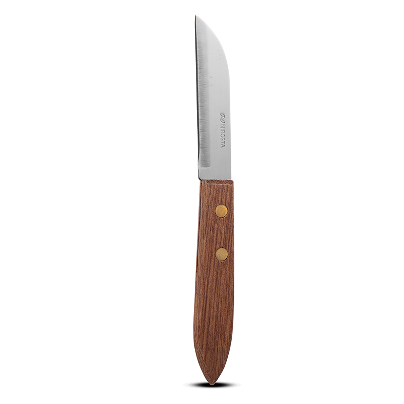 Kitchen Knife Rosewood Handle Plain Blade 17.5 CM Brown