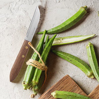 Kitchen Knife Rosewood Handle Plain Blade 17.5 CM Brown