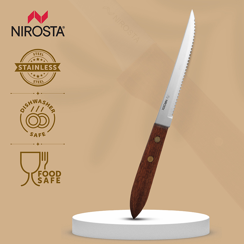 Saw Knife Rosewood Handle Plain Blade 21.5 CM Brown