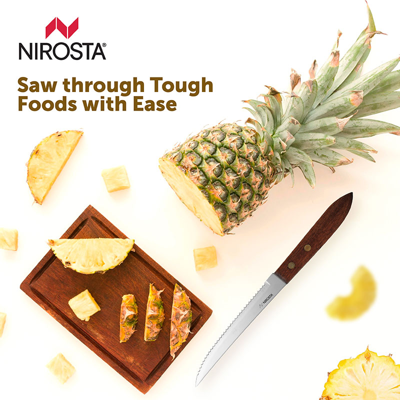 Saw Knife Rosewood Handle Plain Blade 21.5 CM Brown