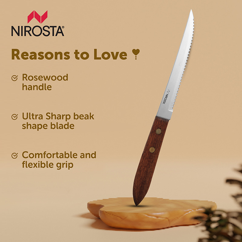 Saw Knife Rosewood Handle Plain Blade 21.5 CM Brown